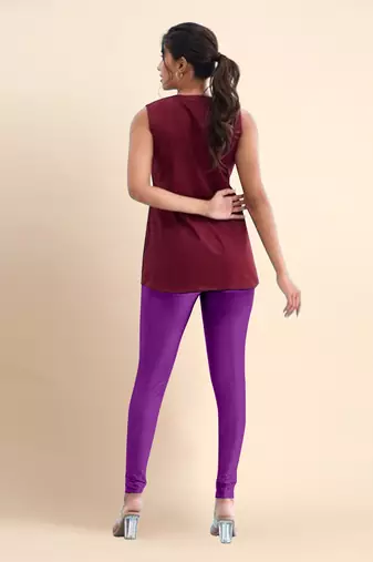 Microfiber elastane stretch soft churidar length leggings with ultrasoft waistband