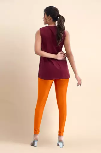 Microfiber elastane stretch soft churidar length leggings with ultrasoft waistband