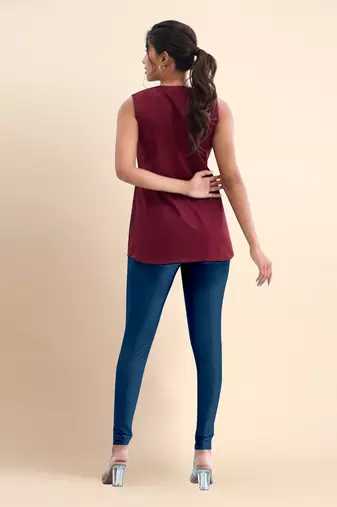 Microfiber elastane stretch soft churidar length leggings with ultrasoft waistband