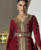 Royal Maroon Embroidered Moroccan Stitched Kaftan with Golden Handwork & Cape Sleeves