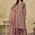 Onion pink embroidered sequins work net palazzo kameez