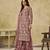 Onion pink embroidered sequins work net palazzo salwar kameez