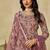 Onion pink embroidered sequins work net palazzo salwar kameez