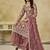 Onion pink embroidered sequins work net palazzo salwar kameez