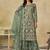 Sea green embroidered sequins work net palazzo salwar kameez