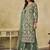 Sea green embroidered sequins work net palazzo salwar kameez