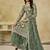 Sea green embroidered sequins work net palazzo salwar kameez