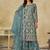 Turquoise embroidered sequins work net palazzo salwar kameez