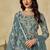 Turquoise embroidered sequins work net palazzo salwar kameez