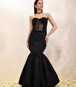 Black plain organza gown