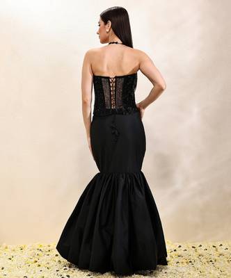 Black plain organza gown 4