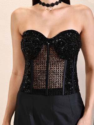 Black plain organza gown 5