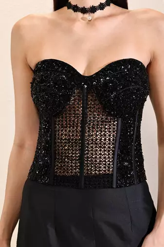 Black plain organza gown