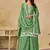 Embroidered green chinon silk palazzo suit