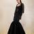 Black plain organza gown with jacket