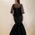 Black plain organza gown with jacket
