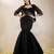 Black plain organza gown with jacket