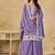 Embroidered lavender chinon silk palazzo salwar suit