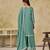 Embroidered turquoise chinon silk palazzo salwar suit