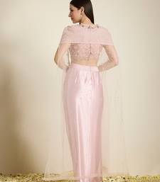 Rose Pink embroidered satin cape set