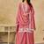Embroidered pink chinon silk palazzo salwar suit