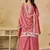 Embroidered pink chinon silk palazzo suit