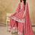 Embroidered pink chinon silk palazzo salwar suit