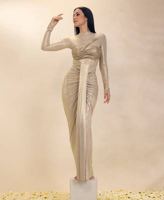 Gold plain lycra gown 1