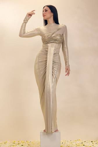 Gold plain lycra gown