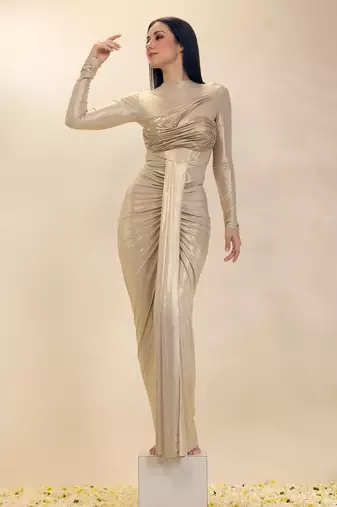 Gold plain lycra gown