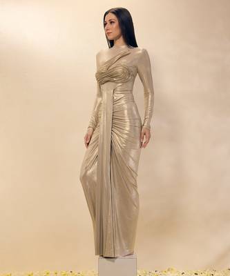 Gold plain lycra gown 2