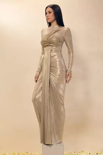 Gold plain lycra gown
