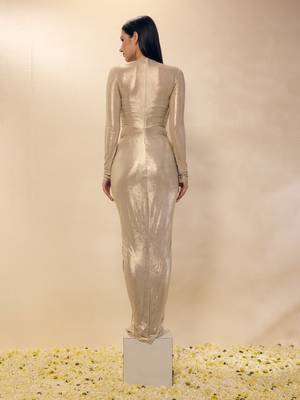 Gold plain lycra gown 2