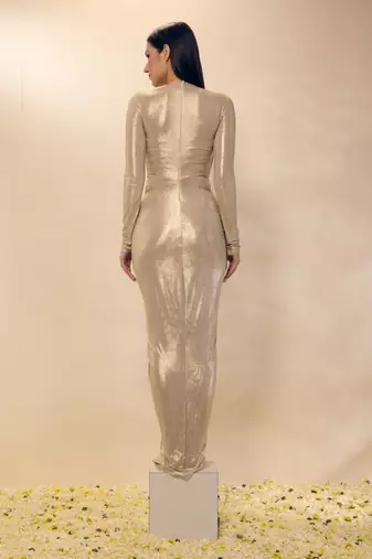 Gold plain lycra gown
