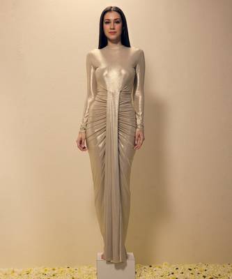 Gold plain lycra gown 1