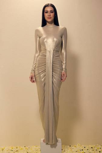 Gold plain lycra gown