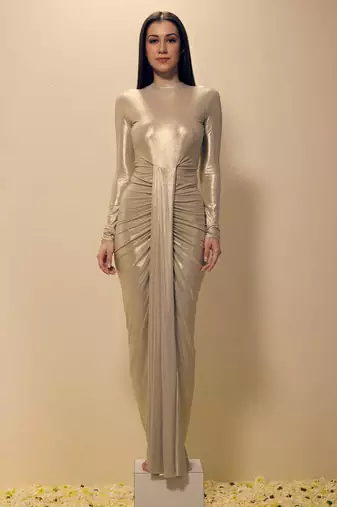 Gold plain lycra gown