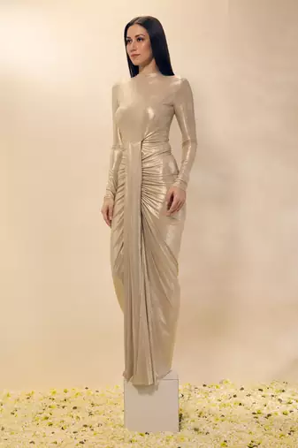 Gold plain lycra gown