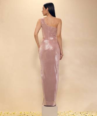 Pink plain lycra gown 2
