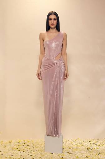 Pink plain lycra gown