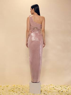 Pink plain lycra gown 4