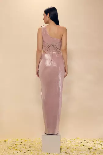 Pink plain lycra gown