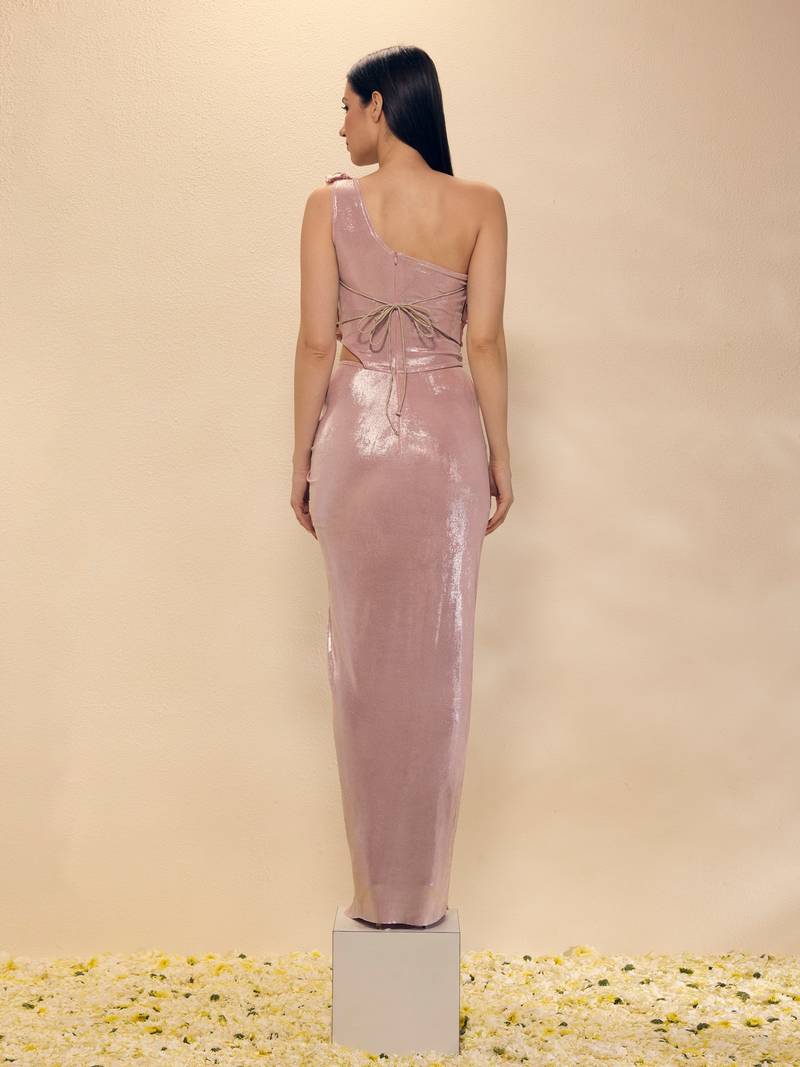 Pink plain lycra gown