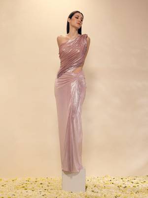 Pink plain lycra gown 1