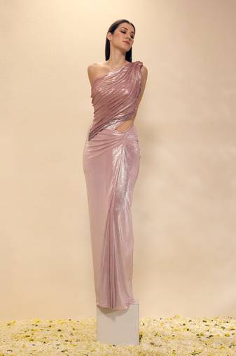 Pink plain lycra gown