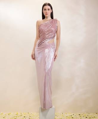 Pink plain lycra gown 3