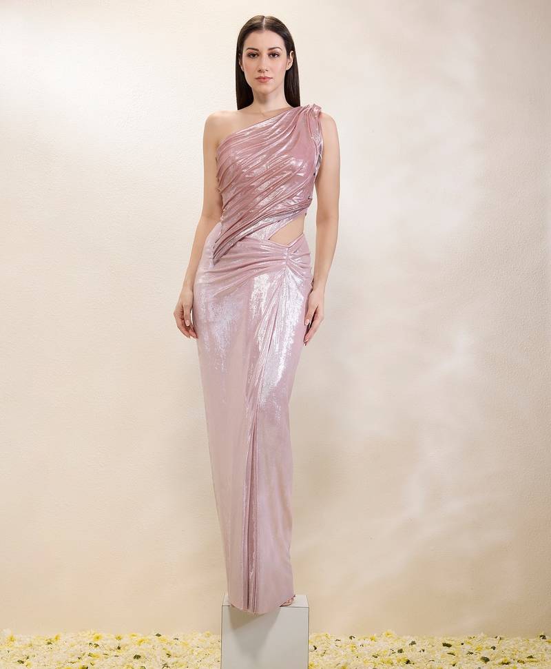 Pink plain lycra gown