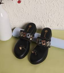 women textured open toe platform wedges heels | slip-on wedges for ethnic wear | black platform heels