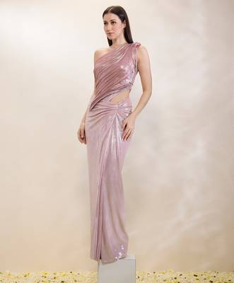 Pink plain lycra gown 4