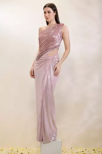 Pink plain lycra gown